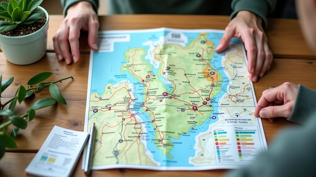 Karte ar attāluma marķējumiem un maršruta garuma pierakstiem